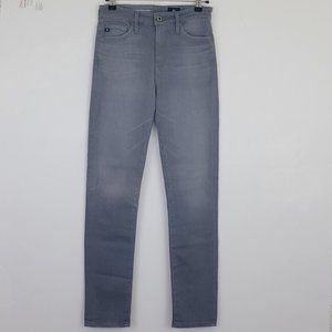 AG High Rise Stevie Slim Straight Ankle Stretch Jean in Gray Wash